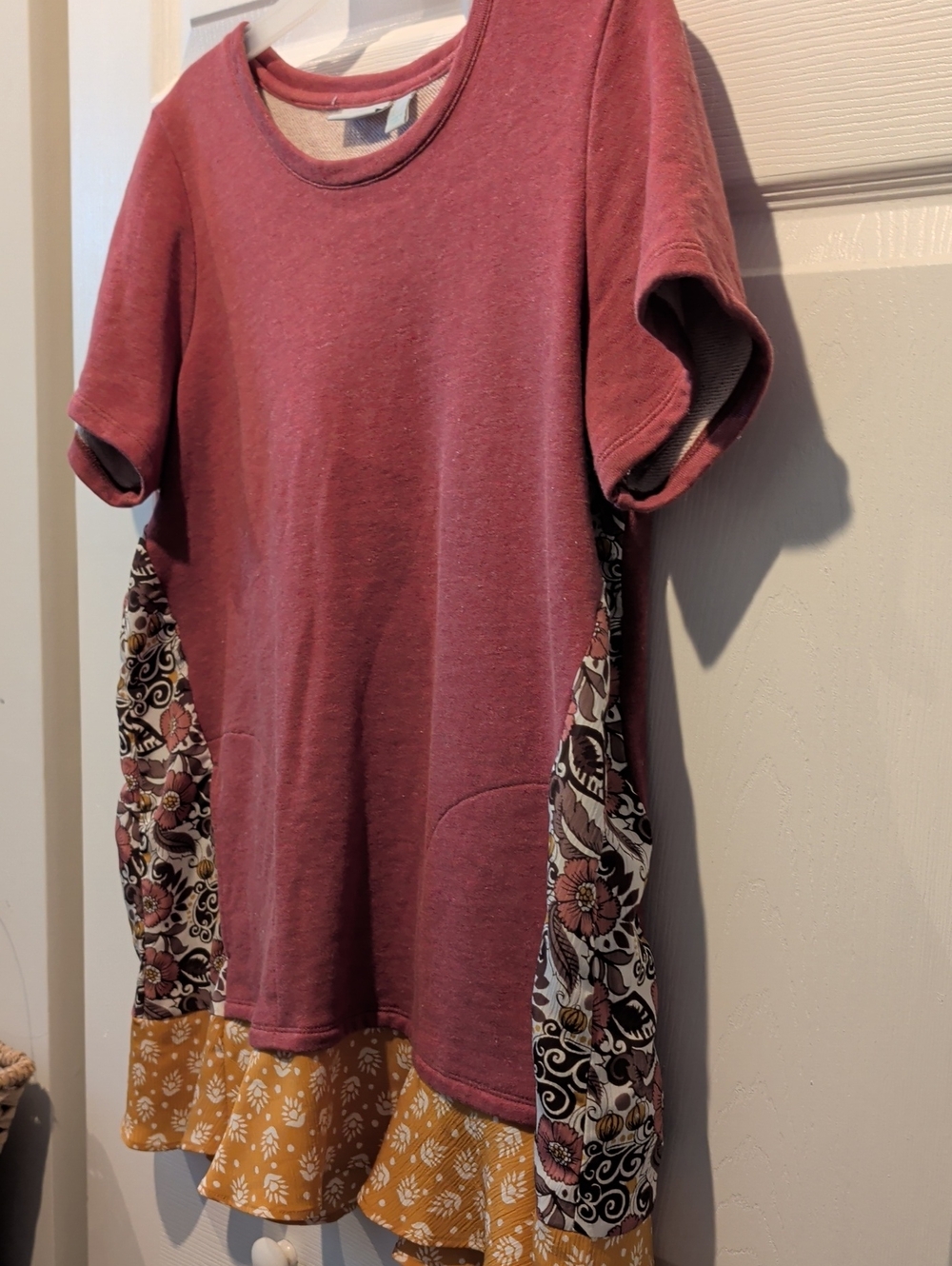 LOGO by Lori Goldstein Short-Sleeve Layered Tunic in Rose and Mustard